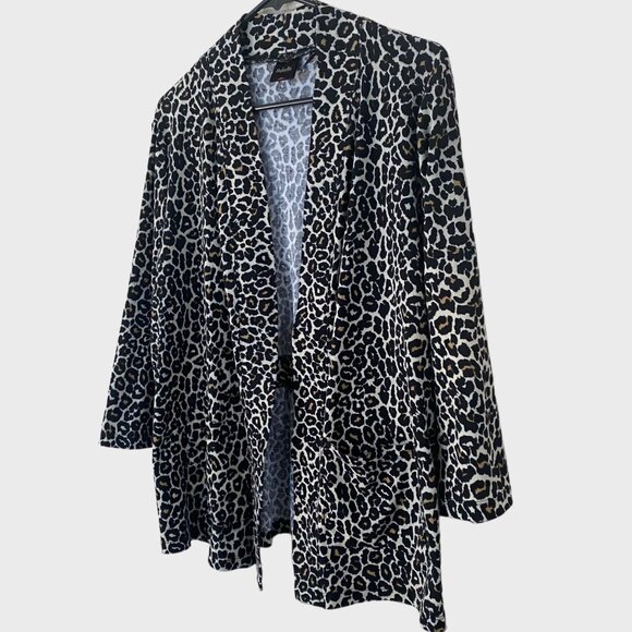 Rafaella Open-Front Leopard Print Cardigan Sweater Women's XL Comfort Casual Fit - Picture 3 of 12